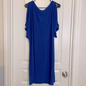 Blue short sleeve with open shoulder dress